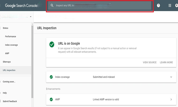 بخش URL Inspection سرچ کنسول