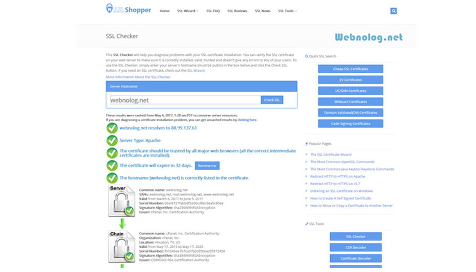 بررسی اعتبار SSL