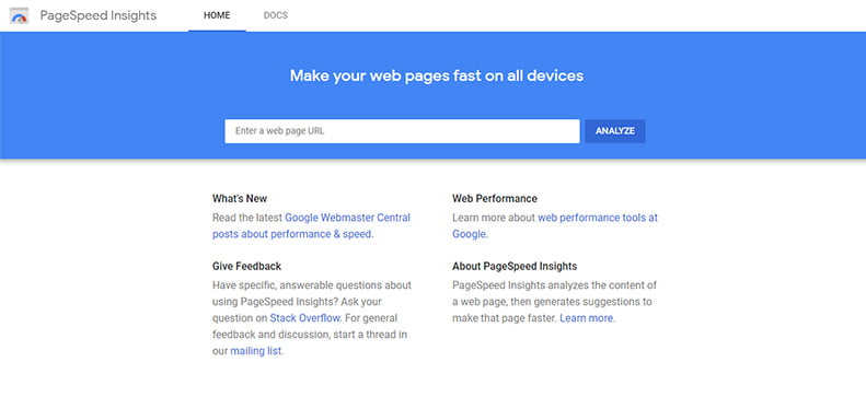 Pagespeed insights