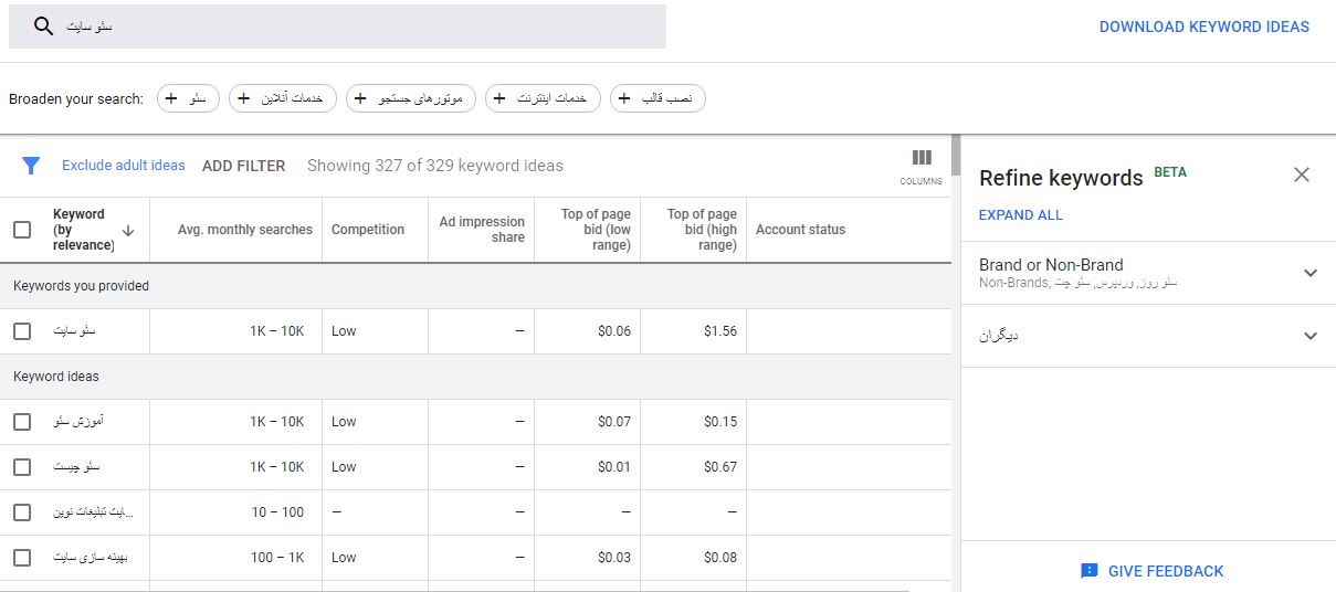 آموزش کیورد پلنر (جدول نتایج)