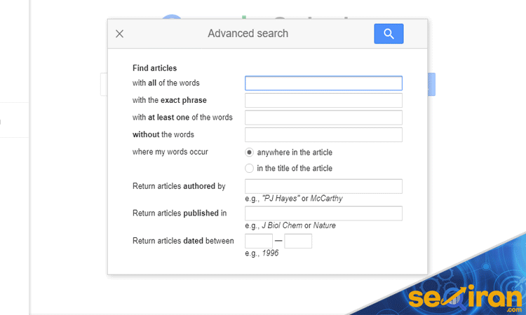 کار با جستجوی پیشرفته گوگل اسکالر