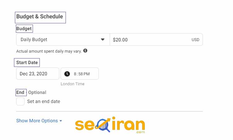 تنظیم بودجه مصرفی تبلیغات فیسبوک